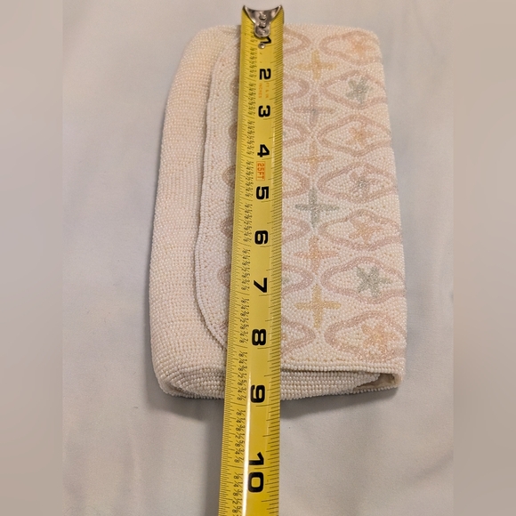 Vintage 1950s–60s Hand-Beaded Pastel Pearl Clutch – Bridal, Cocktail, Formal - Picture 10 of 14